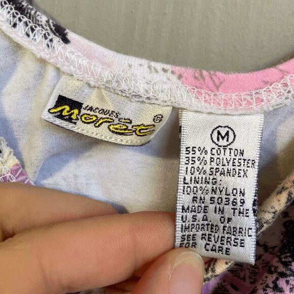 Vintage 90s Jacques Moret Abstract Geometric Sports Bra, SZ M, Made in USA - Picture 2 of 4